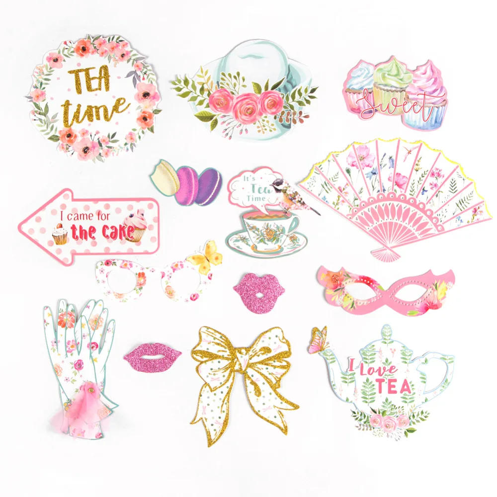 

Spring Tea Party Photo Booth Props on A Stick Wedding Bridal Shower Birthday Girls DIY After Party Home Gardens Decor