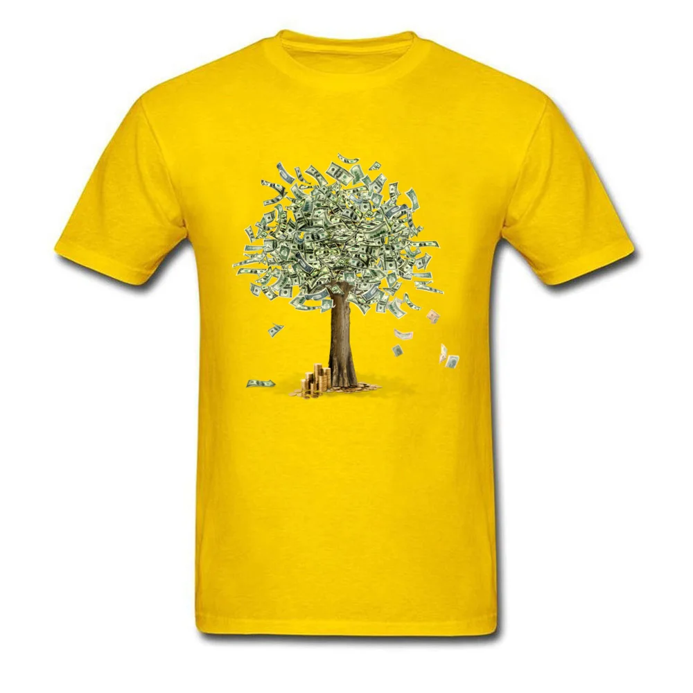 Student Tops & Tees Money grows on trees Brand New Printed Top T-shirts All Cotton Short Sleeve Normal Tee-Shirt O-Neck Money grows on trees yellow