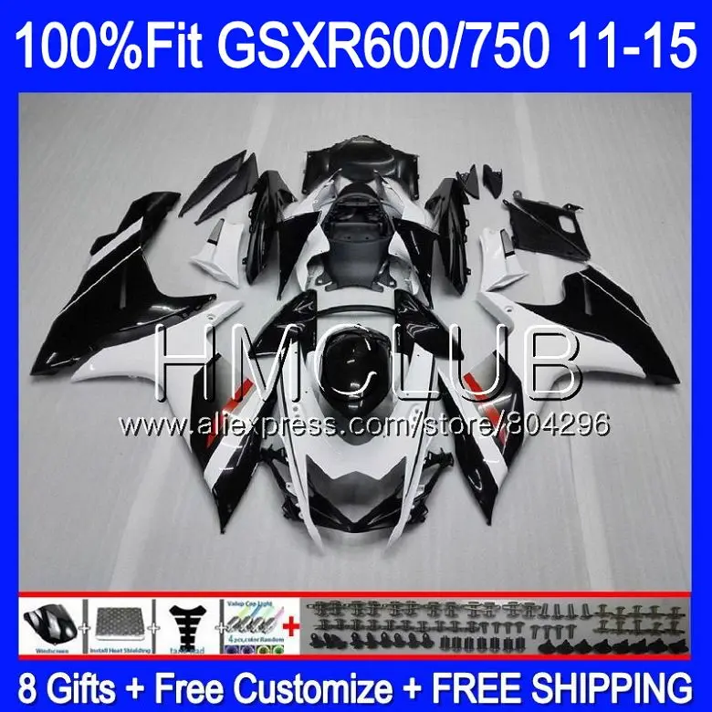 

White black Injection For SUZUKI GSXR 600 750 GSXR750 11 12 13 14 15 16 7HM.7 K11 GSXR600 2011 2012 2013 2014 2015 2016 Fairing