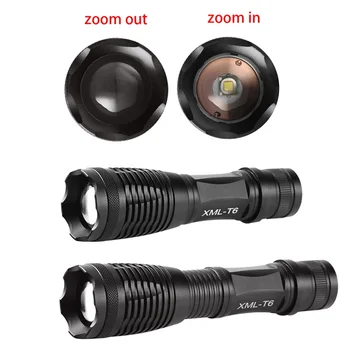 

8000Lumens LED Torch T6 Tactical Flashlight+AAA Battery Holder+18650 Battery Zoomable LED Light Lanterna Led