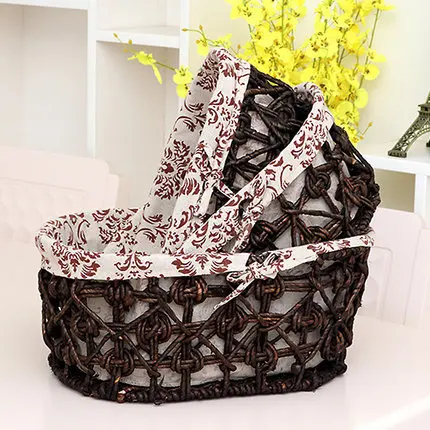 

Rattan storage basket desktop basket American country storage box straw basket fabric storage box new storage box