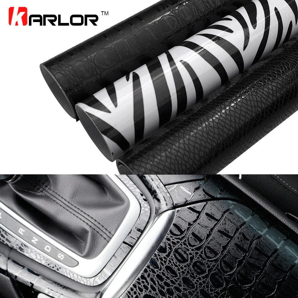 

10*100cm Simulation Faux Crocodile Skin Leather Pattern PVC Sticker Retro Crack Design Auto Car Styling Auto Interior Wrap Film