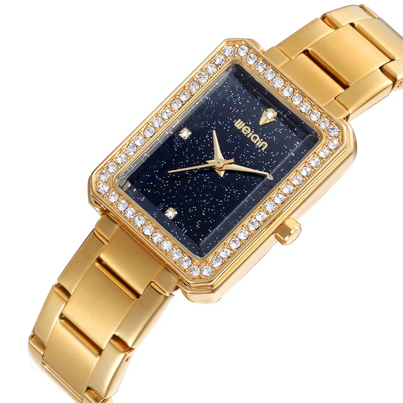 

WEIQIN Rectangle Rhinestone Women's Watches Top Brand Luxury Female Quartz Clock 5 Colors Ladies Fashion Bracelet Wrist Watch