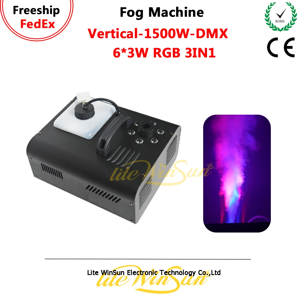 

Litewinsune 1500W Fog Machine Vertical RGB Multi Color LED DJ Party Wedding Stage Light Remote DMX CO Jet Stage Machine