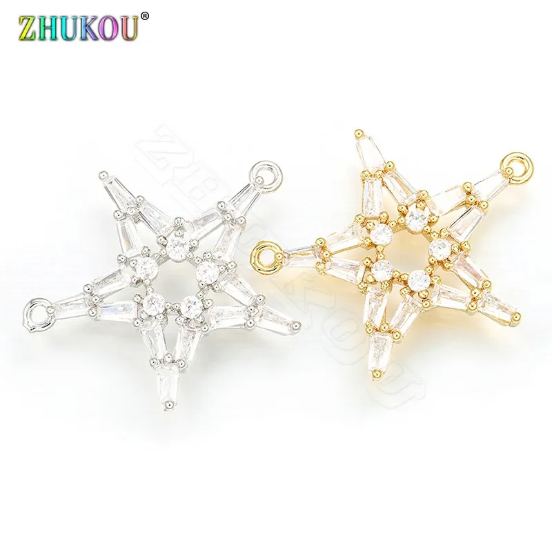 

ZHUKOU 22x27mm Korean style Sweet Star Small Charms Metal Crystal Charms for Necklace Bracelet Jewelry Accessories model:VD322