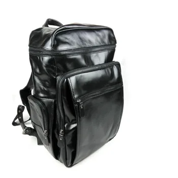 

black genuine leather backpack men Large Capacity Mens Leather Backpack For Travel Casual Men Daypacks Travle Backpack mochila
