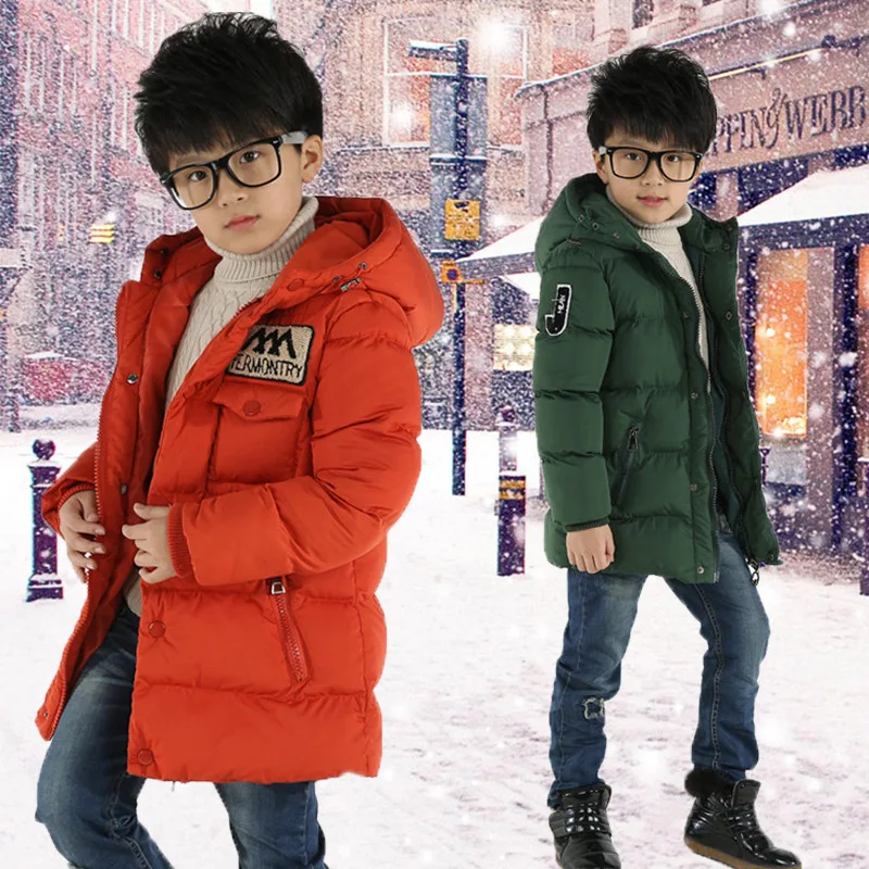 

Kids Coat 2019 Autumn Winter Boys The Boy's Long Cotton Suit Children Clothing Hooded Outerwear Baby Boy Clothes 4--13 Year
