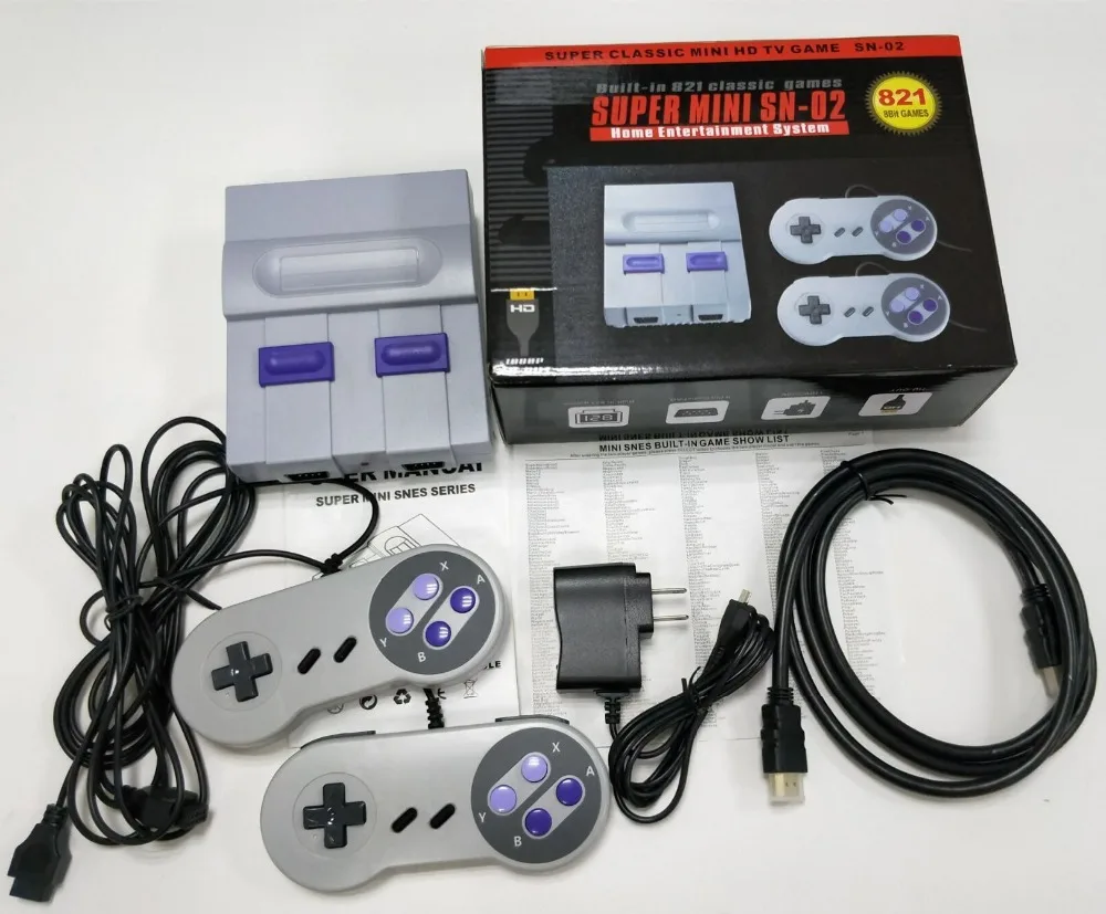 8Bit Mini HD HDMI TV Retro Family Video Game Console Handheld Built-in 821 Classic for SNES Games Dual Gamepad Player PAL&NTSC
