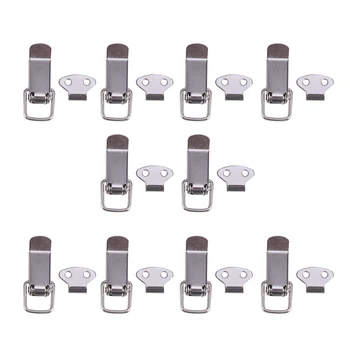 

10pcs Stainless Steel Spring Loaded Toggle Clips Case Box Chest Trunk Latch Catches Clamps