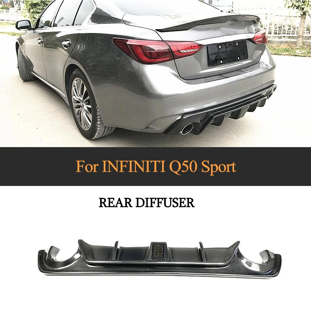 

For Q50 Carbon Fiber Car Rear Bumper Diffuser Lip Protector For infiniti Q50 Sedan 4 Door Standard and Sport 2018 2019