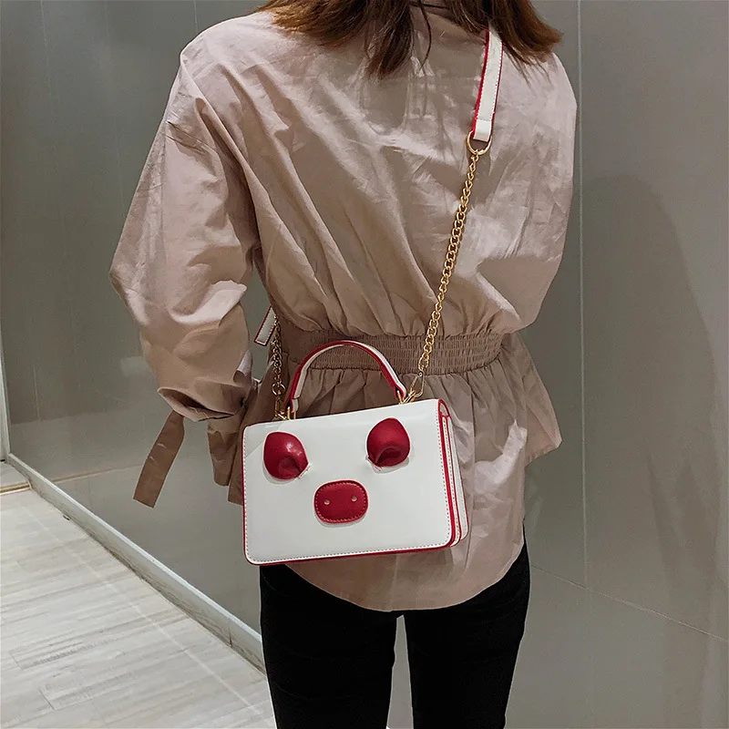 

Simple Style Messenger Bag Hit Color PU Leather Crossbody Bag Cute Square Bag For Girls 2019 Fashion Chain Shoulder bags