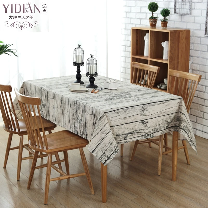 2017 Natural wood texture Printed Table cloth Linen Rectangular