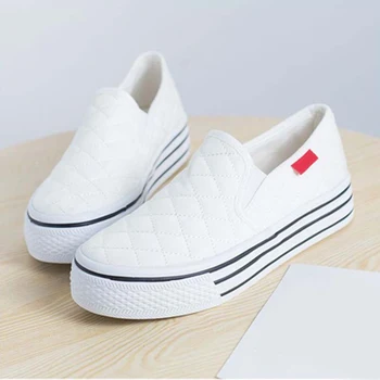 

Autumn New Women Flat Shoes Platform Cotton Slip On Loafers Elastic Band Shallow Casual Ladies Soft Vulcanized Female Sewing