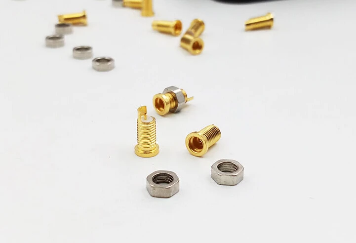 free shipping new universal universal Shure plug socket female mmcx pure copper gold plated built in threaded nut 40pcs 20pair