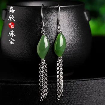 

2020 Promotion Time-limited Brinco Ancient Ways Is Pure Hetian Jade Pendant Style Chinese Wind 925 Willow Long Tassel Ears