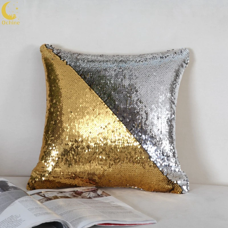 

Sofa Cushion Covers Magic Reversible Sequins Mermaid Pillow Cases Cushion Cover Flip Color Change Fabric 40*40cm Home Textile
