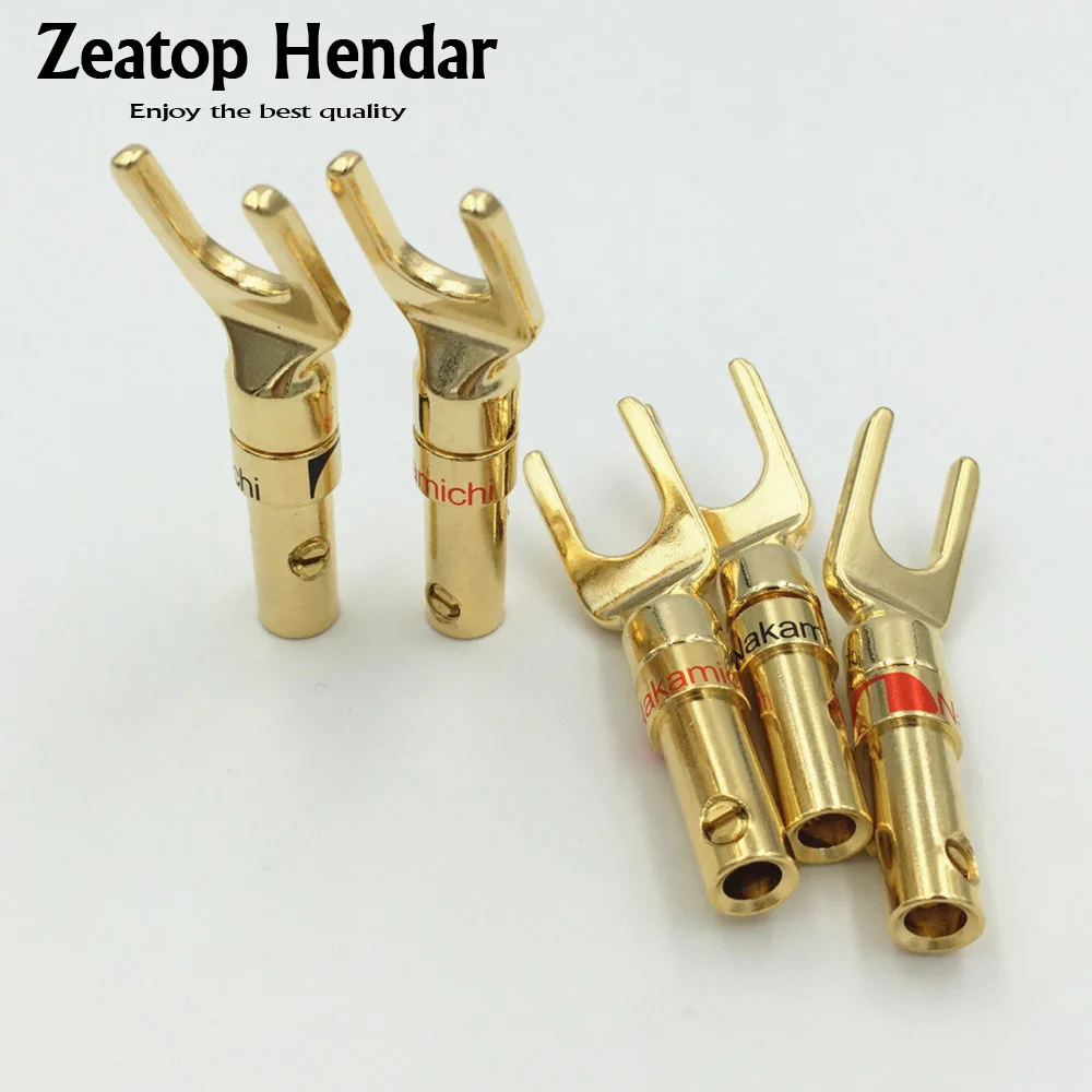 Gold plated Y/U Type Brass Speaker Plug Audio Screw Fork Spade Connector Lot 