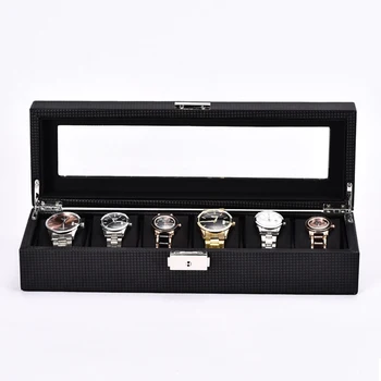 

5/6/10/12 Grid Watch Box Carbon Fiber Leather Wood Display Container Storage Holder Travel Organizer Case Gift