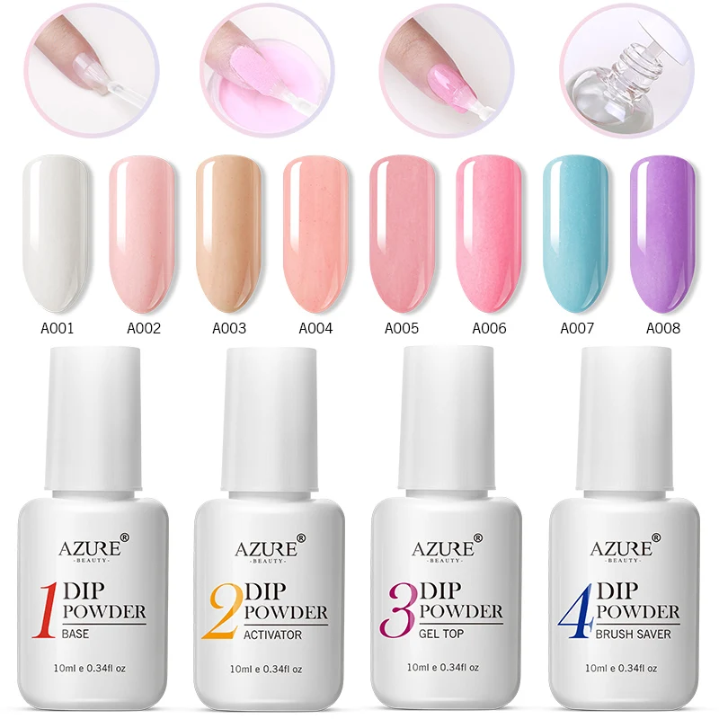 

Azure Beauty 12Pcs/Lot Beige Color Dip Powder Nail Set Gradient Color Nail Dipping Powder Decorations Base Top Gel Activator