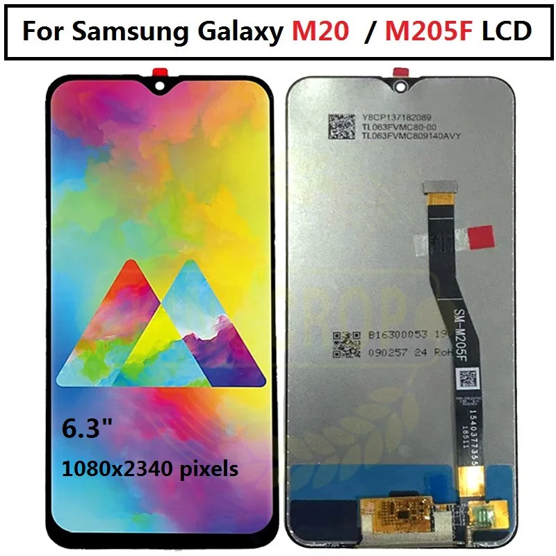 6,3 ''для samsung Galaxy M20 SM-M205 M205F M205G/DS lcd с рамкой дисплей кодирующий преобразователь сенсорного экрана в сборе Замена M20 lcd