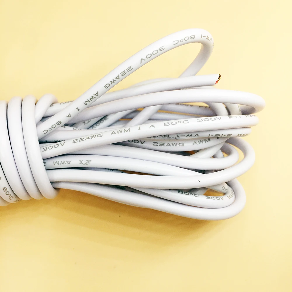 Луженая Медь 22AWG белый ПВХ изолированный Электрический кабель удлинитель электронный провод светодиодный кабель питания для одноцветной полосы