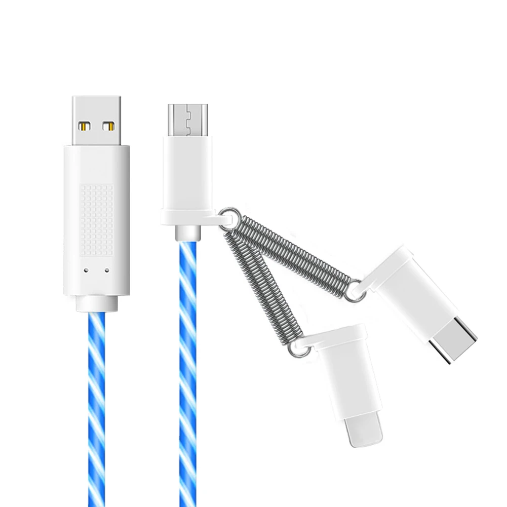 

1m Flowing LED Micro USB Type C Charging Cable Data Cord for iPhone Android New