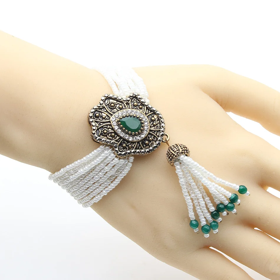 Retro Fashion Beads Flowers Bracelet Beads Chain Vintage Jewelry Gifts Retro Fashion Beads Flowers Bracelet Beads Chain Vintage Jewelry Gifts