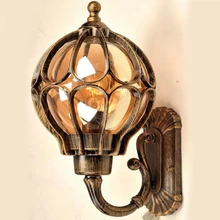 Лофт Винтаж уличный водонепроницаемый алюминиевый Стекло тенты Настенные светильники Ретро Европейский вилла сад проход коридор балкон бра