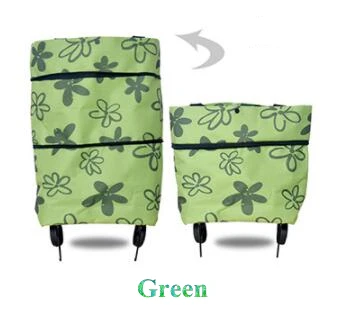 Большой Вместительный органайзер для покупок, сумка на колесиках, Складные портативные сумки для покупок, водонепроницаемые, износостойкие - Цвет: Green