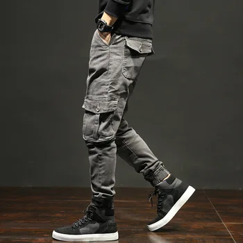 

Mens Big Pocket Straight Jeans Harem Pants Male Classic Causal Loose Vintage Jeans Mens Hip Pop Lightweight Jeans AA11426