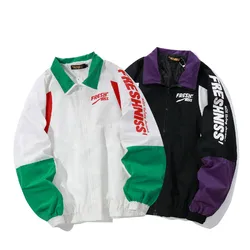 Zk Bloque de Color Vintage Patchwork Rompevientos Chaquetas de Atletismo Hip Hop Causal Moda Urbana Moda Cremallera Completa Abrigos Negro Blanco Zk Bloque de Color Vintage Patchwork Rompevientos Chaquetas de Atletismo Hip Hop Causal Moda Urbana Moda Cremallera Completa Abrigos Negro Blanco