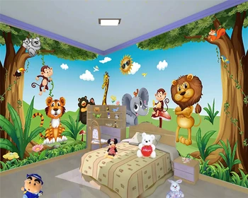 

beibehang Vinyl wall 3d wallpaper walls Custom wallpaper for kids cartoon animal mobilization whole house wall papers home decor