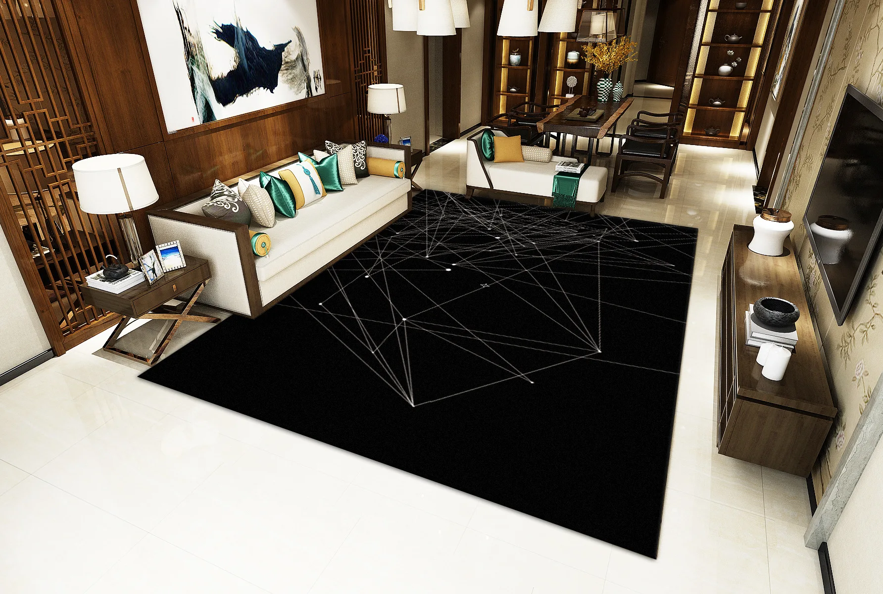 Скандинавская серия, простой геометрический декоративный ковер для гостиной, спальни, нескользящий коврик для ванной комнаты, коврик для йоги