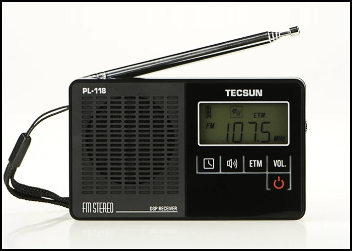 Горячая Tecsun PL-118 DSP FM стерео радио ETM Часы Будильник профессиональный приемник Черный радио FM Y4142A