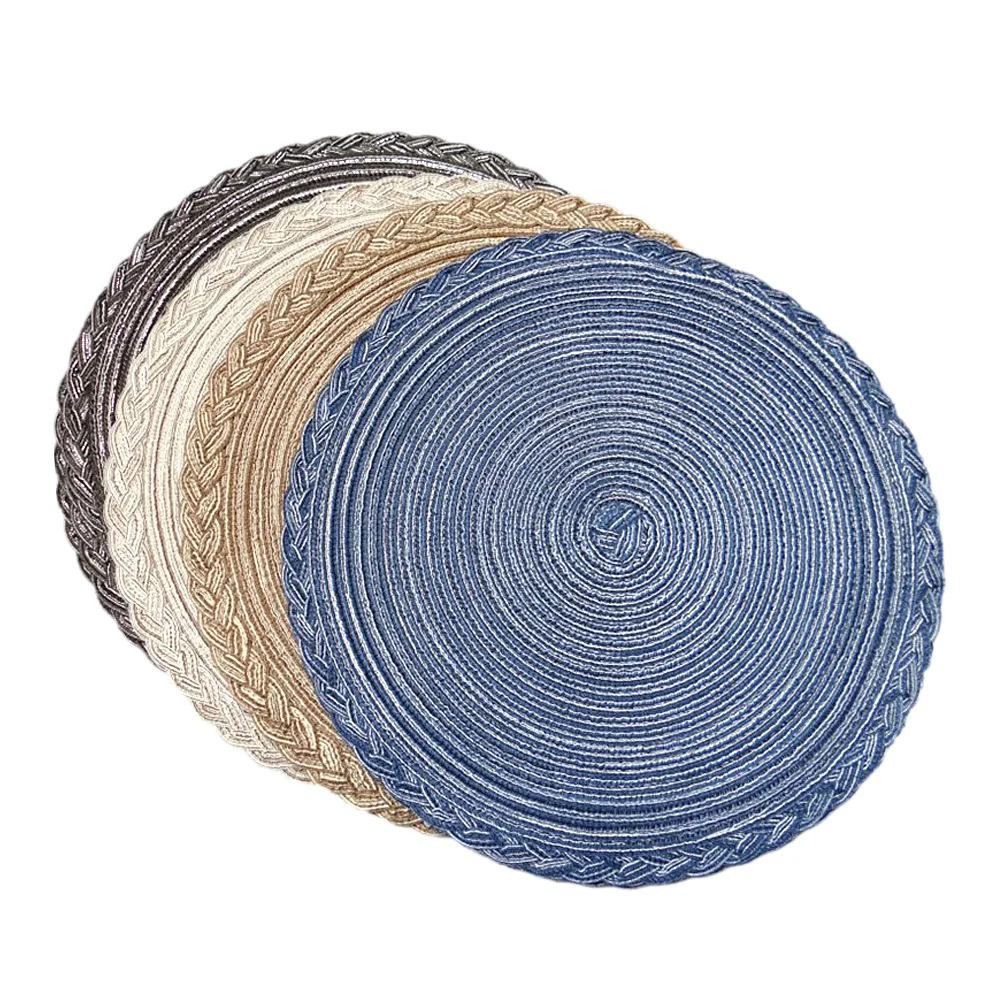 

4pcs Round Placemat Dining Table Mat Pad Heat Resistant Tableware Cups Coaster Non-Slip For Home Kitchen Festival Party Supply