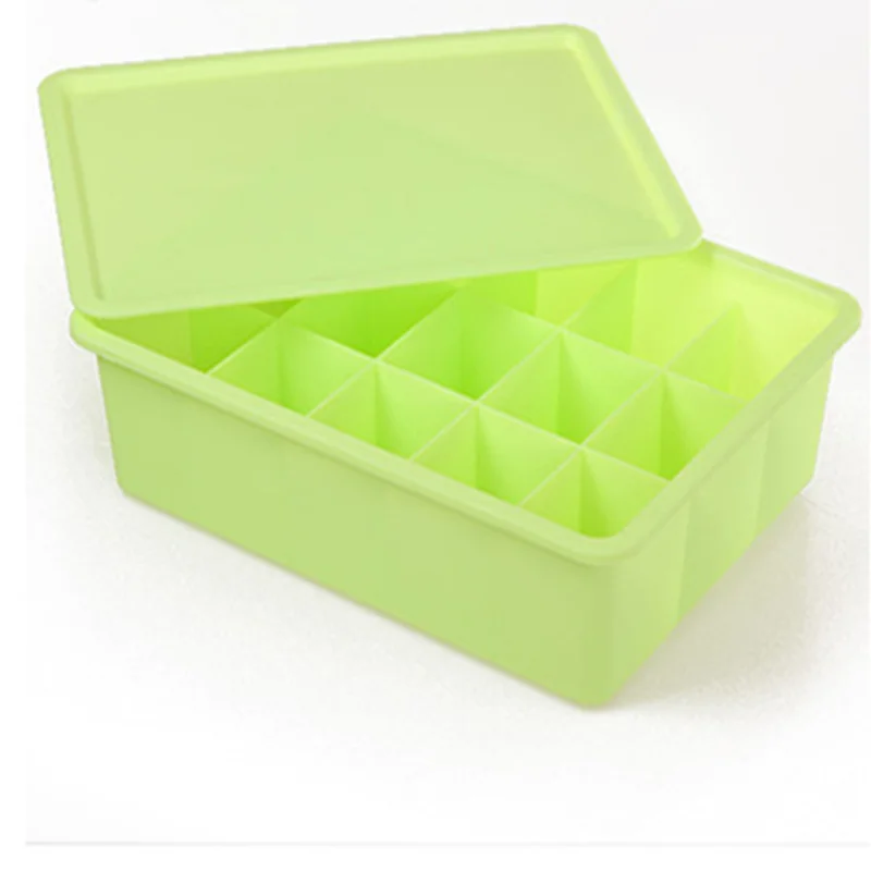 Трехцветная плотная пластиковая коробка для хранения нижнего белья, носков, косметики, пластиковая коробка для хранения, ящики-органайзеры для одежды - Цвет: Green 15 lattice