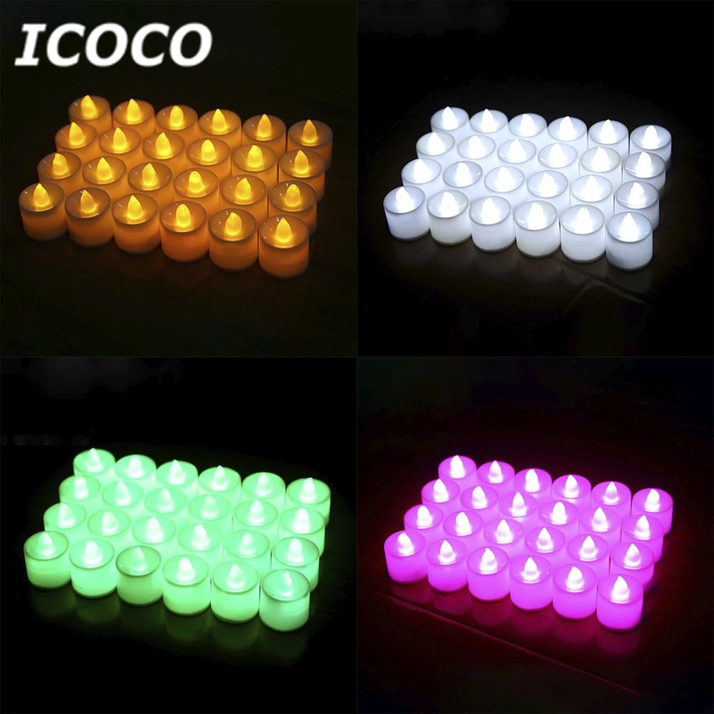 

ICOCO 1pcs Reusable Battery Powered LED Flameless Candle Light Romantic Colorful Wedding Birthday Party Courtship Light Lamp