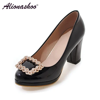 

Black Party Shoes For Women Fashion Shallow High Heels Shoes For Women Large Size 43 Round Toe Women Shoes In 2019 Spring