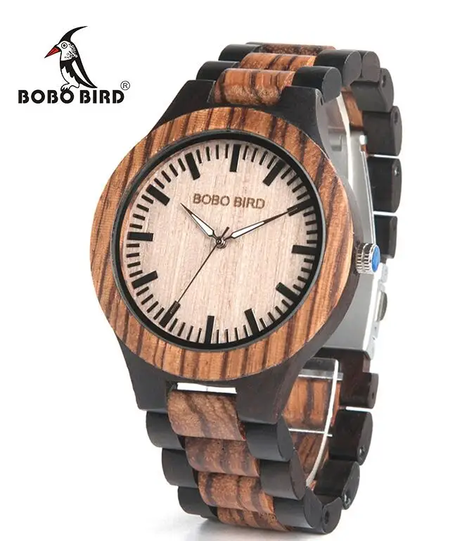 BOBO BIRD мужские часы лучший бренд класса люкс из черного дерева кварцевые наручные часы для влюбленных Подарок на годовщину relojes mujer - Цвет: men 45mm