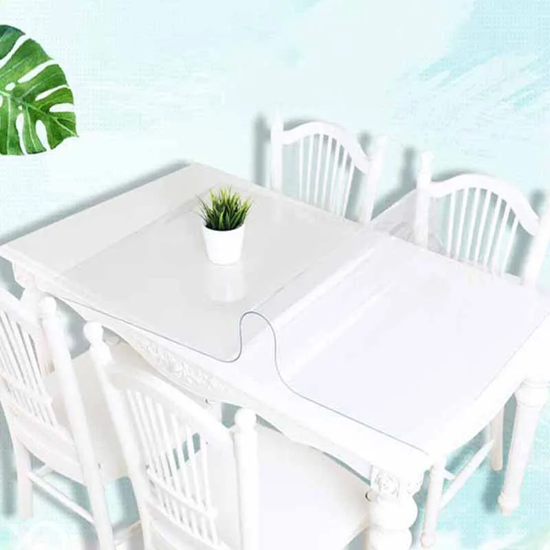 

1.5mm thick PVC Transparent Tablecloth Rectangle Table Cover Protector Desk Pad Soft Glass Waterproof Oilproof Placemats