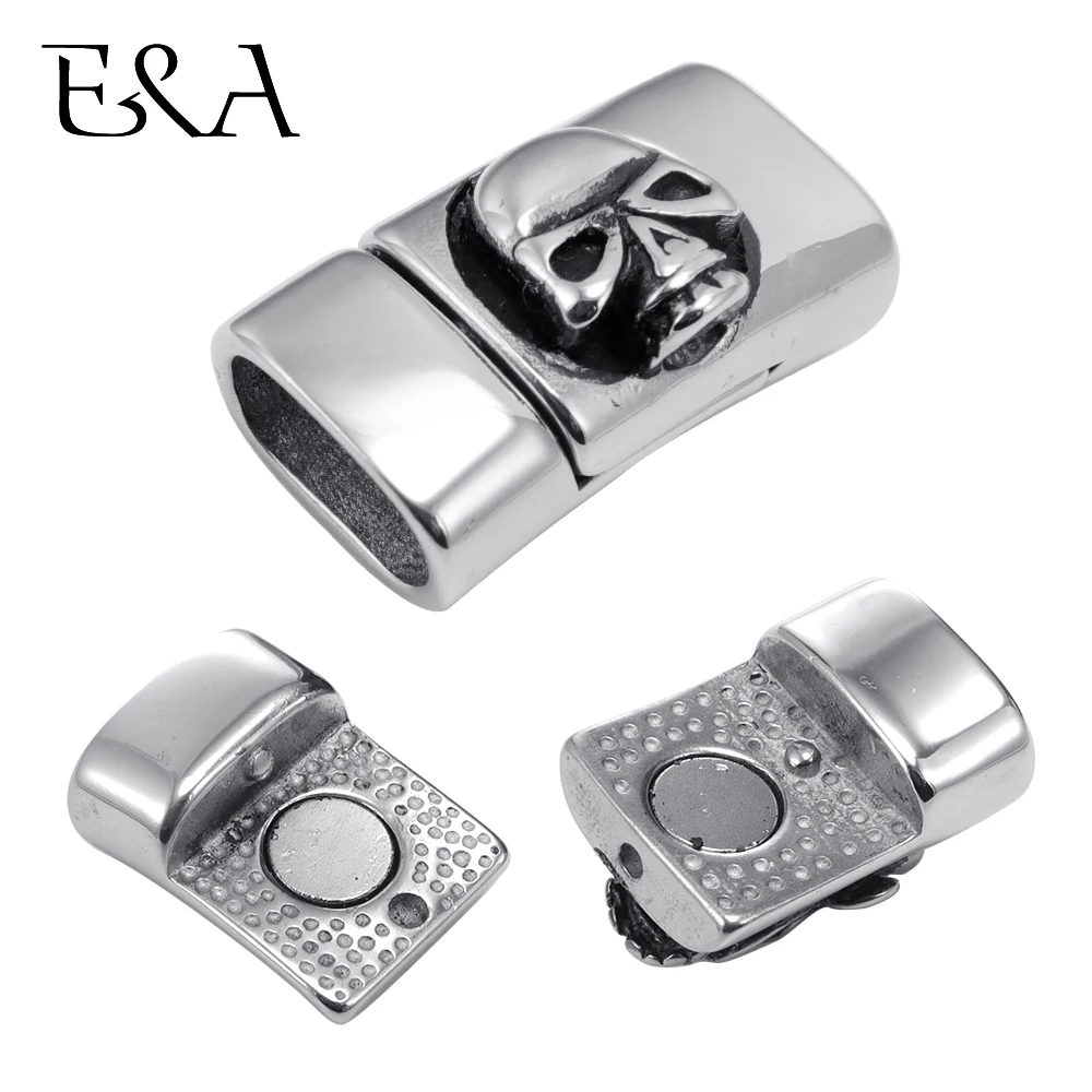 Skull Magnetic Clasp Fit 12x6mm Flat Leather Cord Bracelet Accessory 316L Titanium Stainless Steel Magnet Buckle Jewelry Making | Украшения