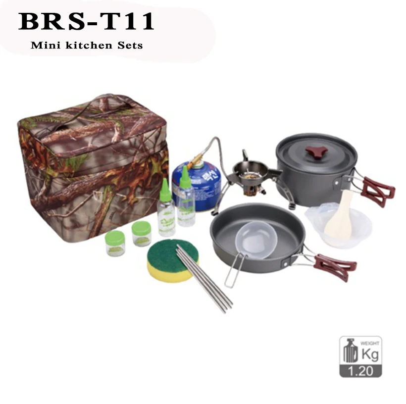 

BRS Outdoor Camping Hiking Picnic Cookware Cooking Tool Set Pot Outdoor Stove Tableware Multi-function Pot Sets travel Cookware