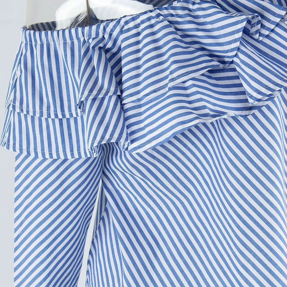 Ruffles Off the Shoulder Stylish Blouse 2017 Women Trendy Two Layers Ruffles Summer Casual Shirt NEW