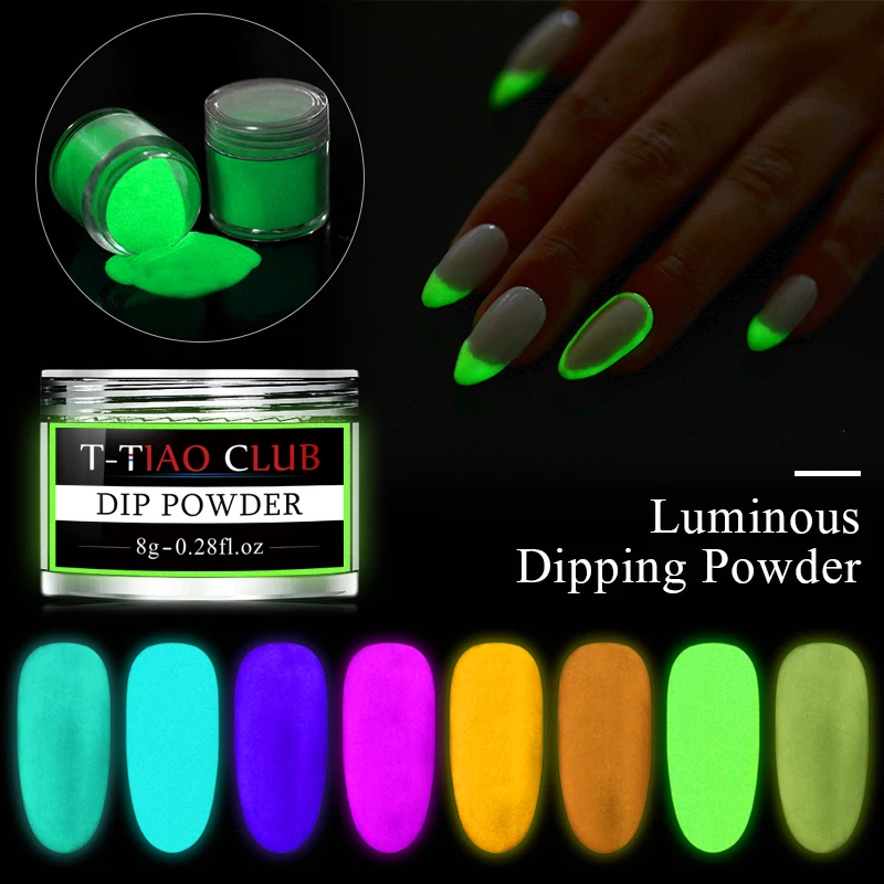 

8g Ultrafine Phosphor Powder Nail Glitter Powder 8 Colors Dust Luminous Pigment Fluorescent Powder Nail Glitter Glow in the Dark