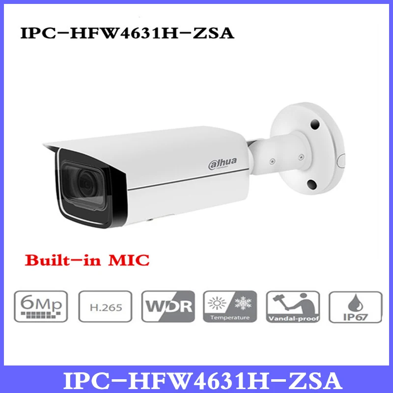 

DH 6MP IP Camera IPC-HFW4631H-ZSA Upgrade version of IPC-HFW4431R-Z with Build in Microphone SD Card slot PoE Camera 6MP HD