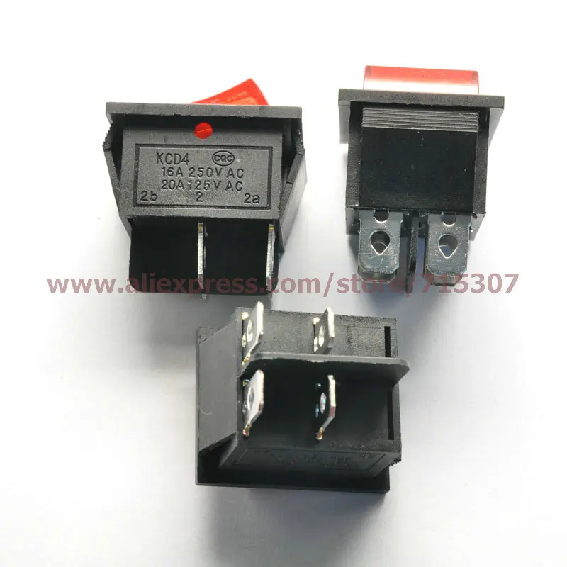PHISCALE 10 шт./лот 4 контакта 16a 250 В красная кнопка с переключателем света|4 button switch|button