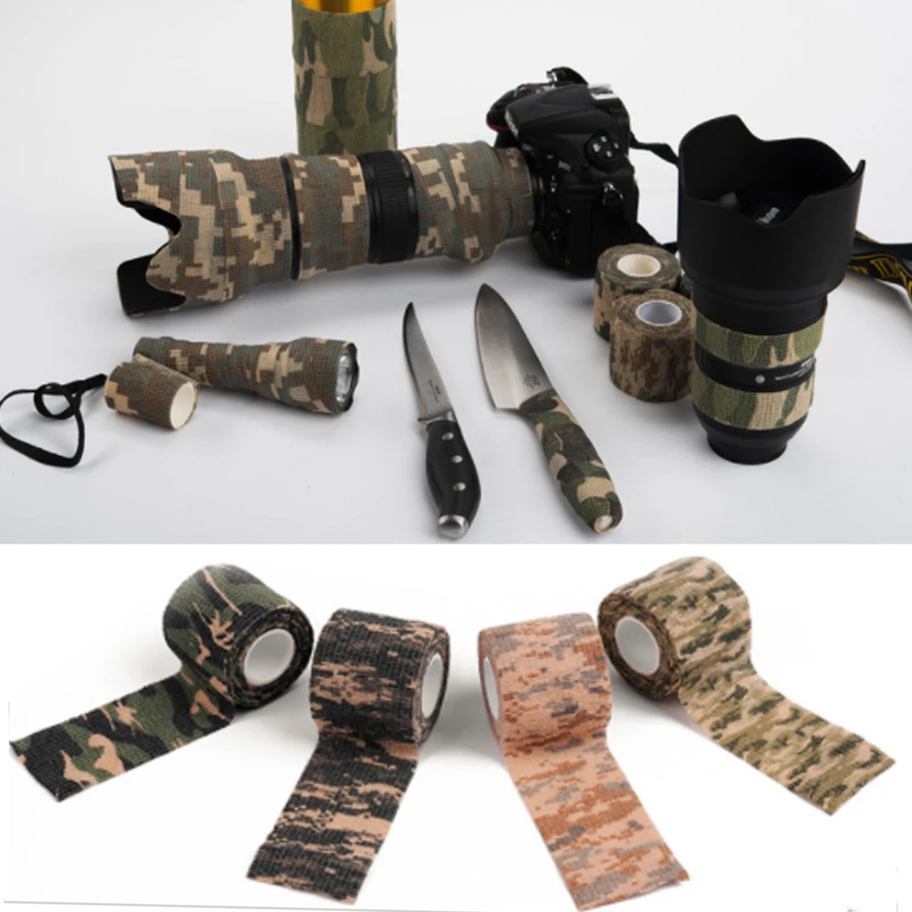 

5cm*4.5m Camouflage Tape Outdoor Hunting Shooting Tool Roll Men Self-adhesive Stealth Tape Waterproof Wrap Rifle Tape Army Camo