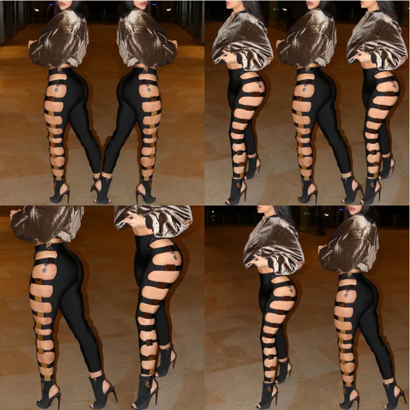 

2019 Sexy Women Skinny Ripped Long Pants High Waist Stretch Jeans Pants Pencil Trousers
