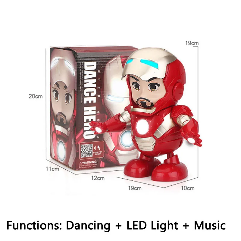 Танец Железный человек Marvel Мстители робот фигурка игрушка светодиодный фонарик вечерние подарки Мстители 4 качели Marvel электронный подарок - Цвет: Dance Iron man