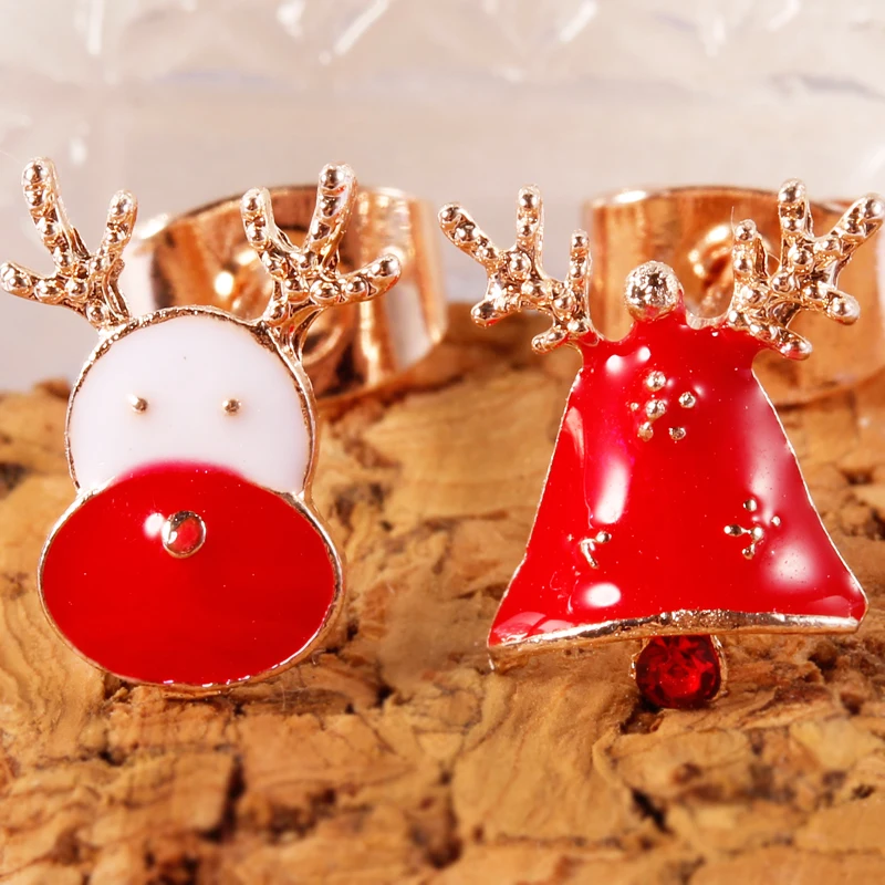 Quasimodo Christmas Earrings Santa Claus Studs Inlaid With Zircon For Women Christmas Decorations Female Christmas Party Jewelry (10)